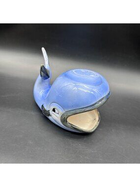 Vintage Blue Whale Sponge Holder Ring Dish Mid Century Kitschy Decor Ceramic